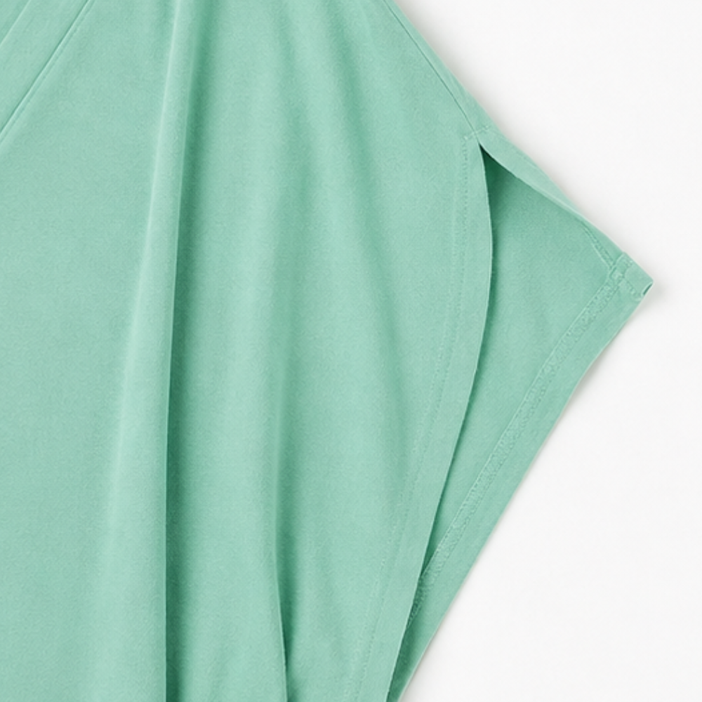 Pleated V-Neck Batwing Sleeve Mini Dress