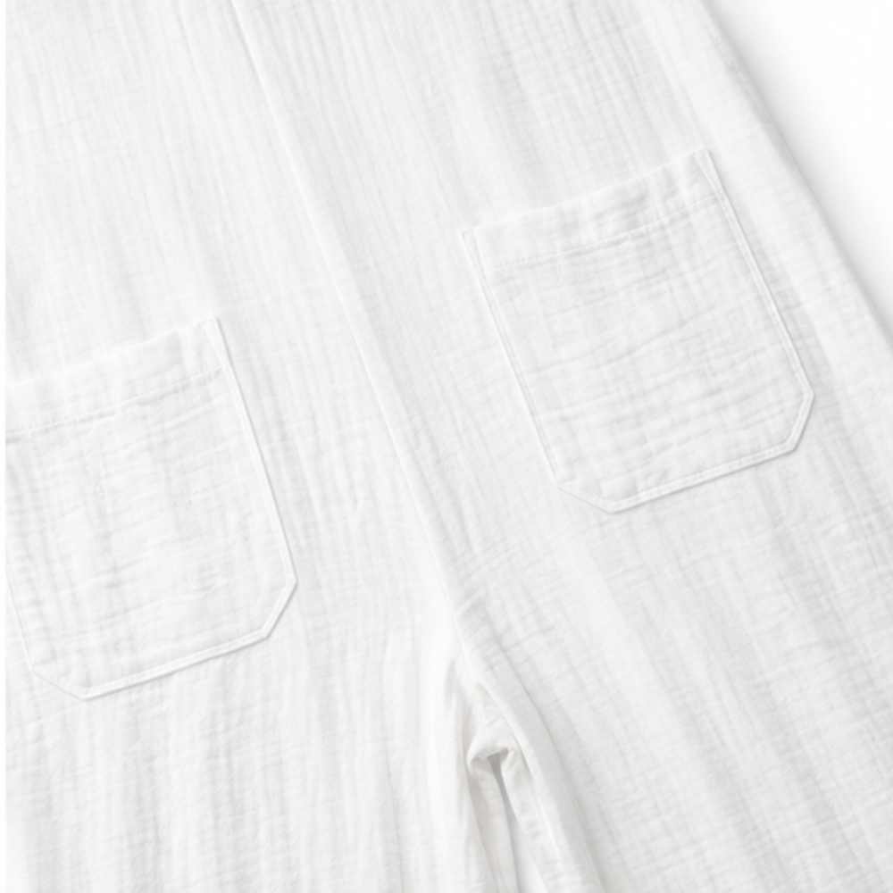 QUEENWAY | Wide-Leg Button-Front Shirt Collar Jumpsuit