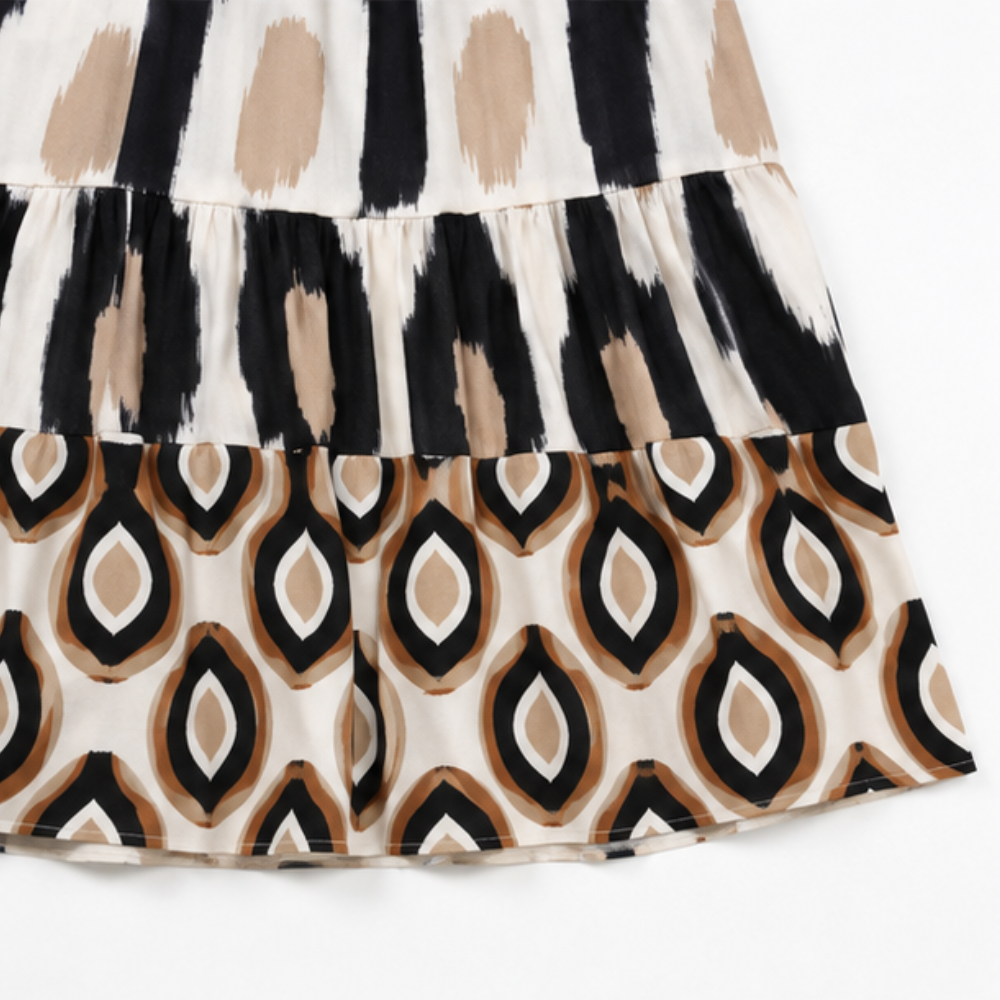V-Neck Ruffle Hem Tunic Dress