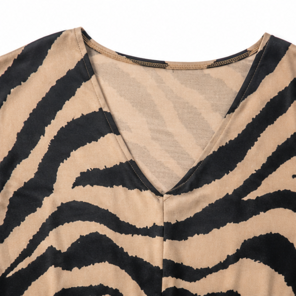 Zebra Print Tie-Front Blouse
