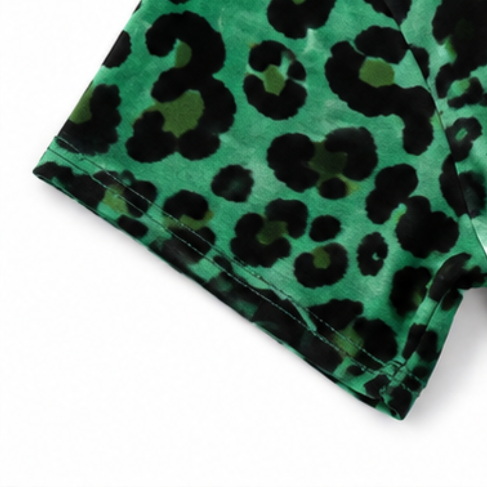 Tie-Dye Leopard Print V-Neck Knit Dress
