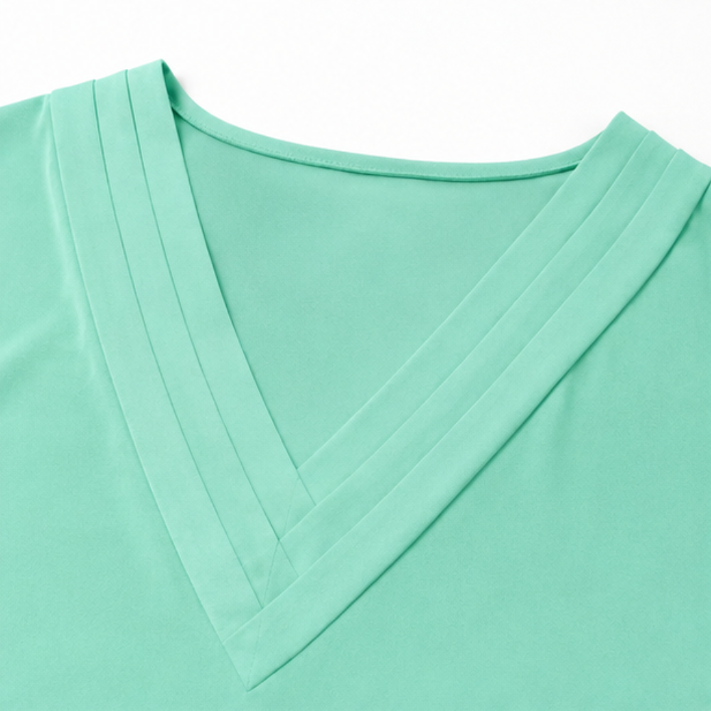 Pleated V-Neck Batwing Sleeve Mini Dress