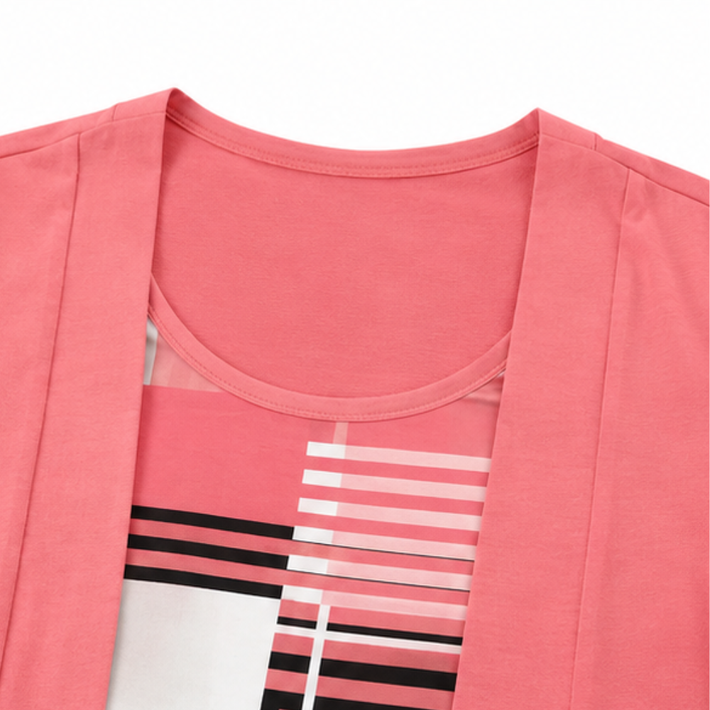 Colour Block Tank And Cardigan Set
