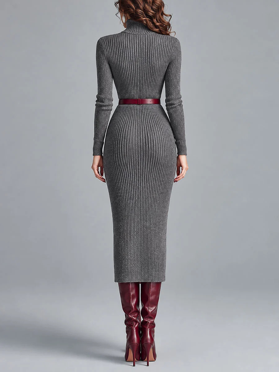 QUEENWAY | Elegant Herringbone Wool-blend Long Coat