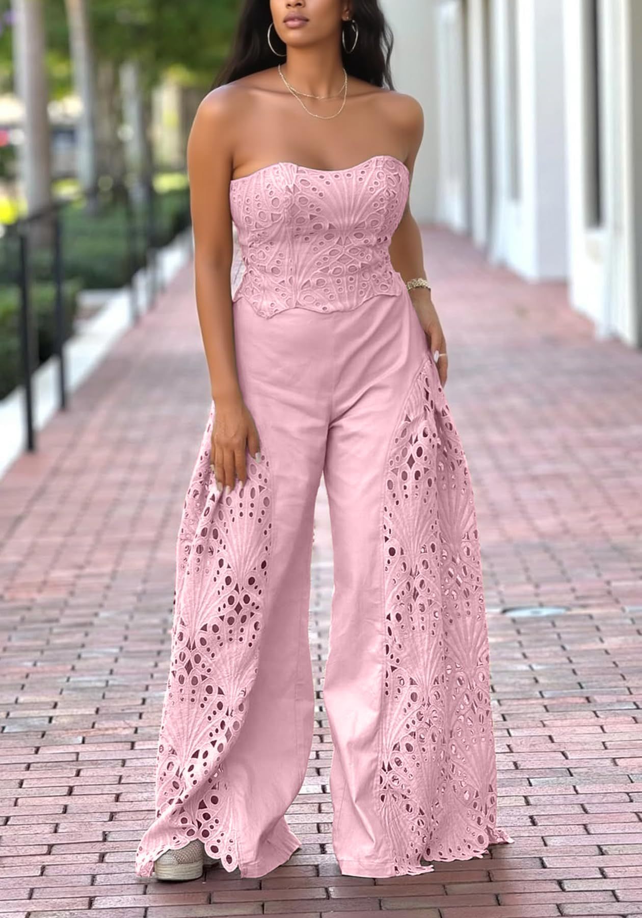 QUEENWAY | Lace Strapless Two-Piece Set