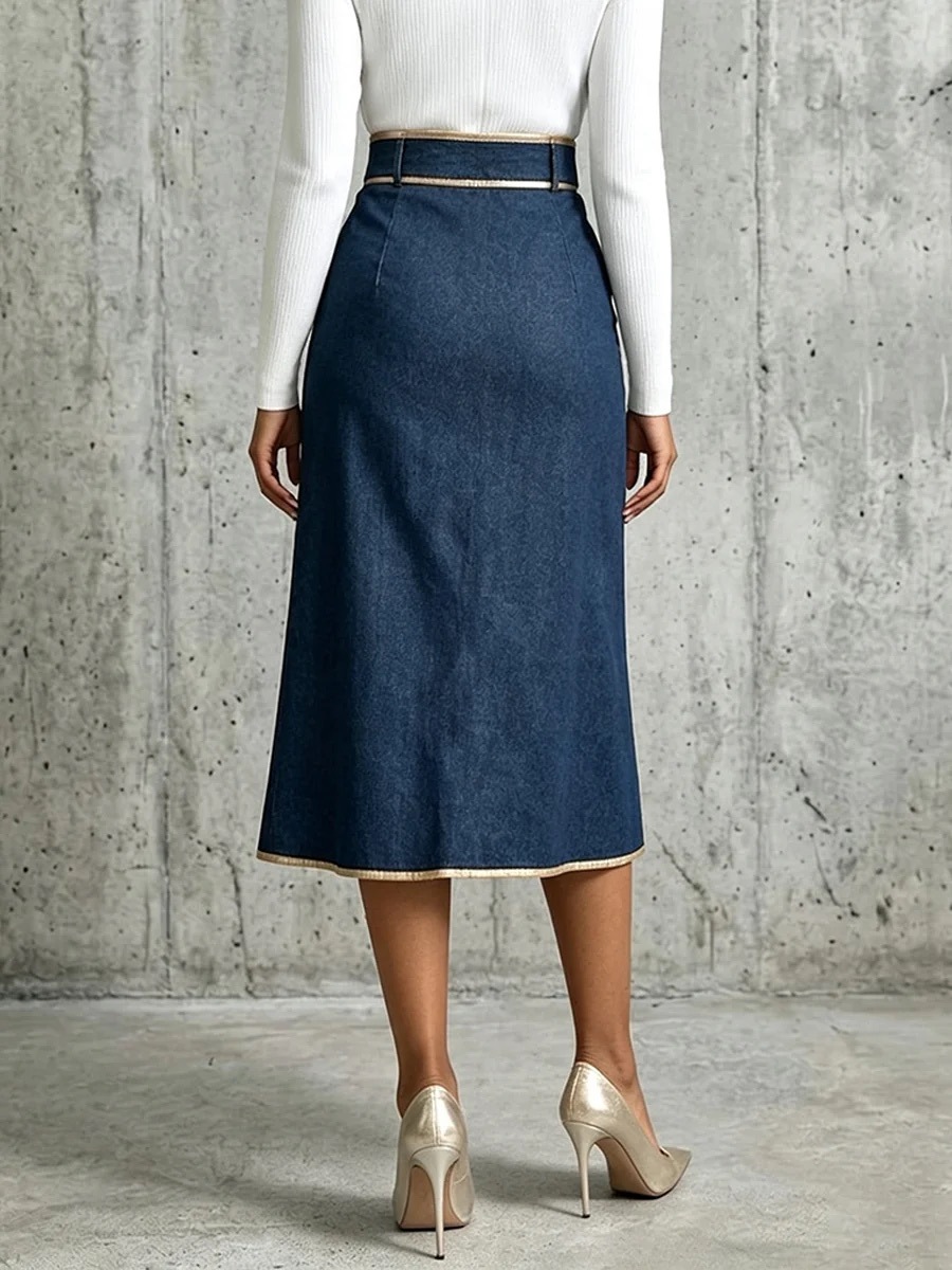 QUEENWAY | Exquisite And Elegant Jeans With Gold Piping