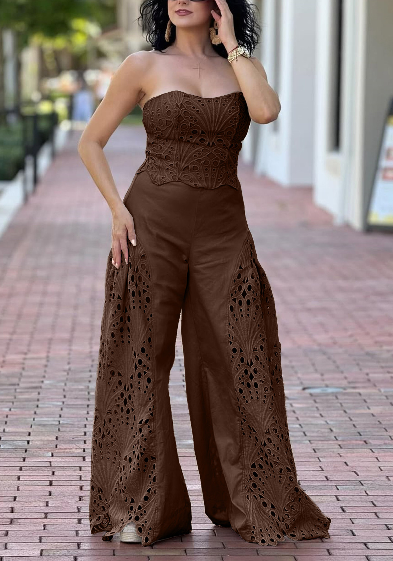 QUEENWAY | Lace Strapless Two-Piece Set