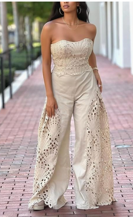 QUEENWAY | Lace Strapless Two-Piece Set