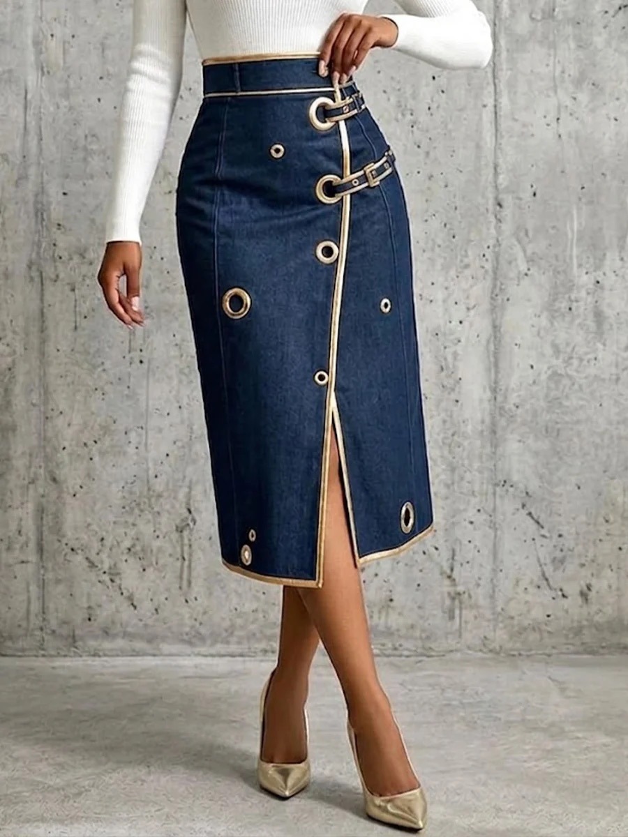 QUEENWAY | Exquisite And Elegant Jeans With Gold Piping