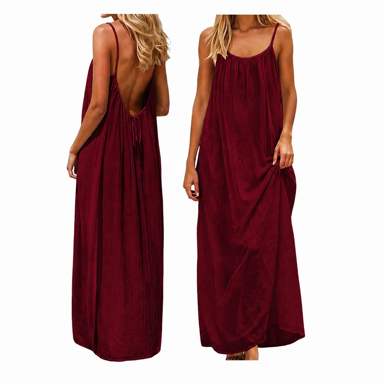 2026 New Women'S Camisole Backless Loose Long Home Wear Dress