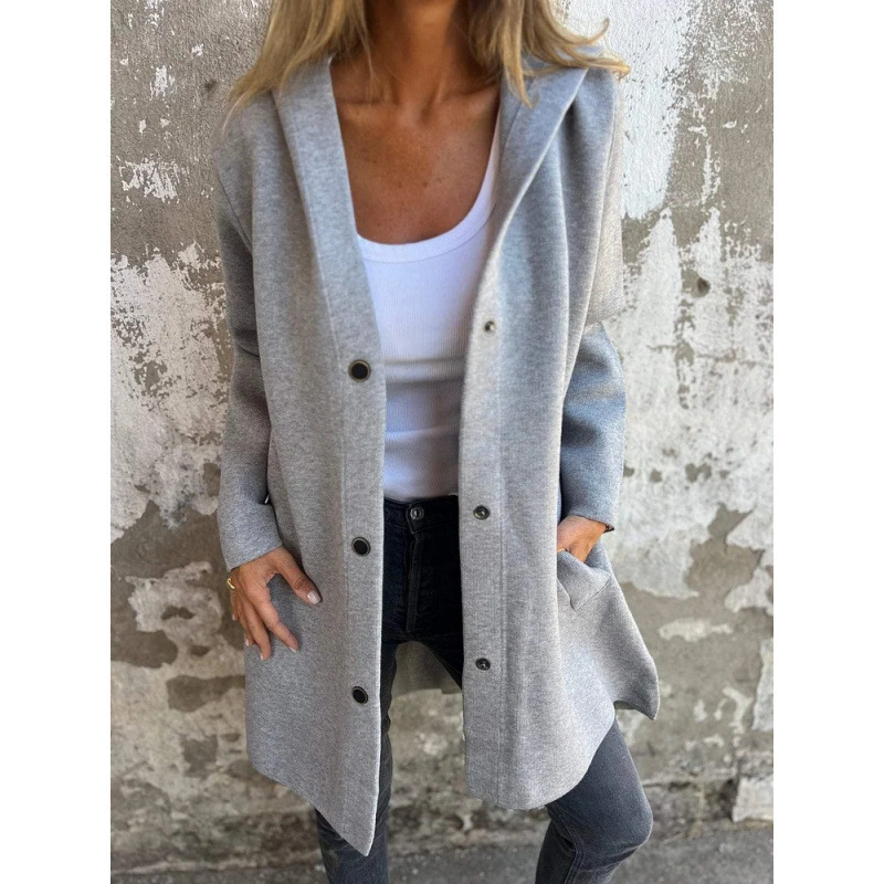 QUEENWAY | Casual Single Breasted Hooded Jacket