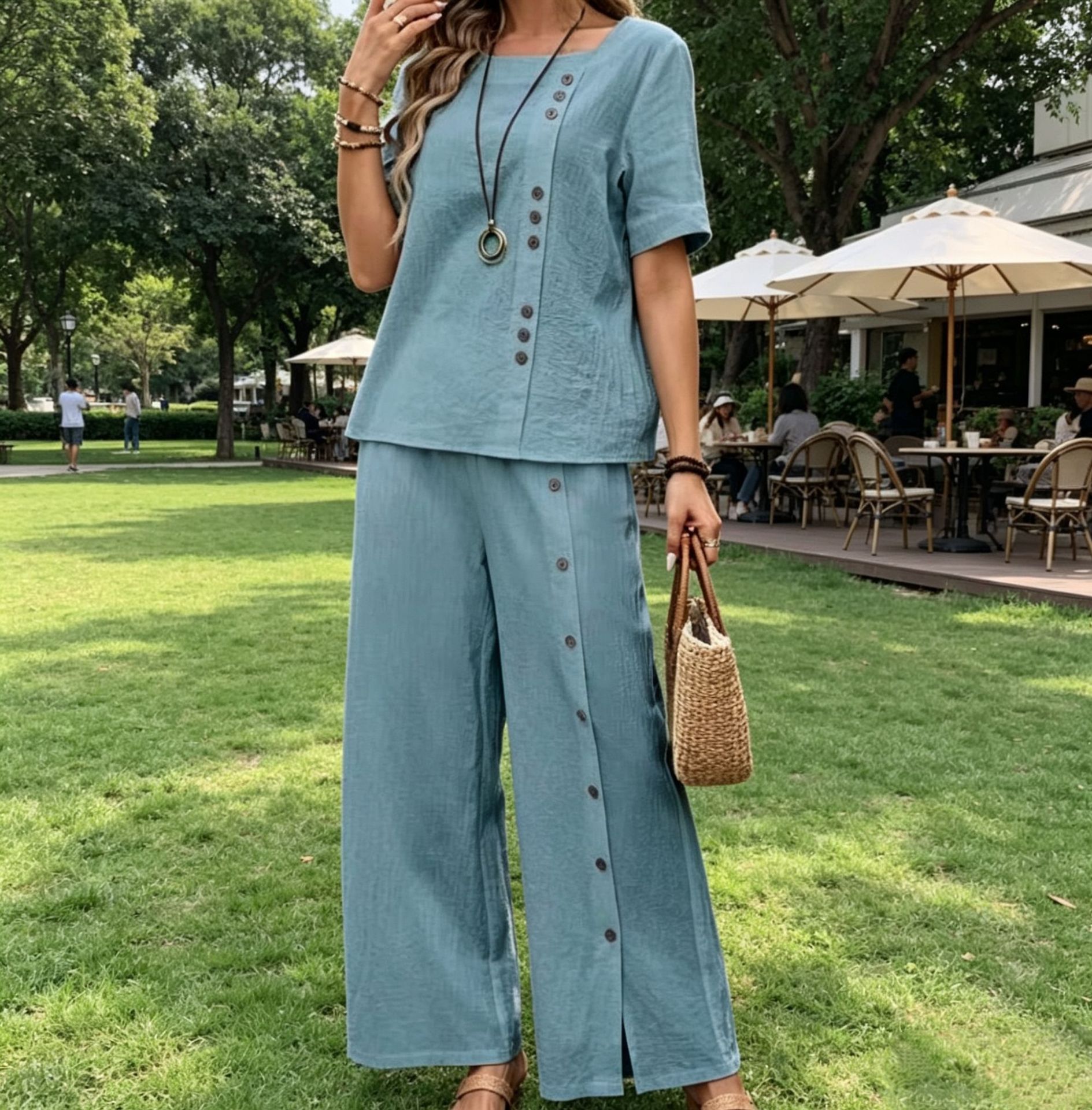 QUEENWAY | Asymmetrical Button 2 Piece Set