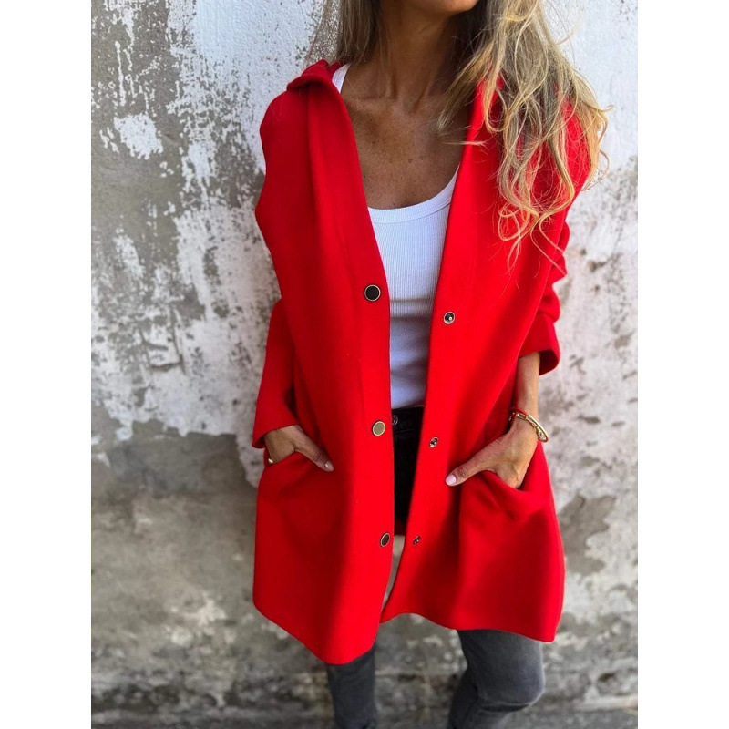 QUEENWAY | Casual Single Breasted Hooded Jacket