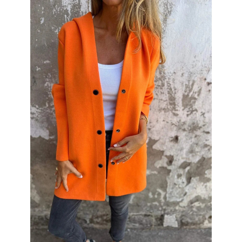QUEENWAY | Casual Single Breasted Hooded Jacket
