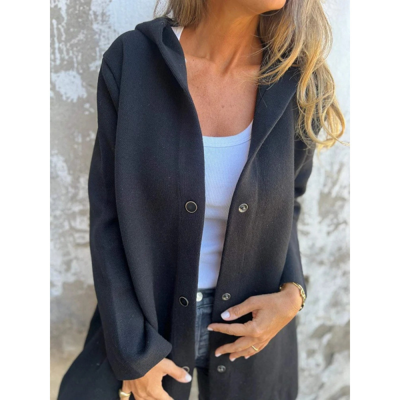 QUEENWAY | Casual Single Breasted Hooded Jacket