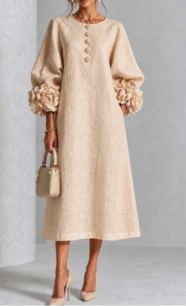 QUEENWAY | Sage Mist Floral Button-down Midi Dress With Striking Floral Cuffs