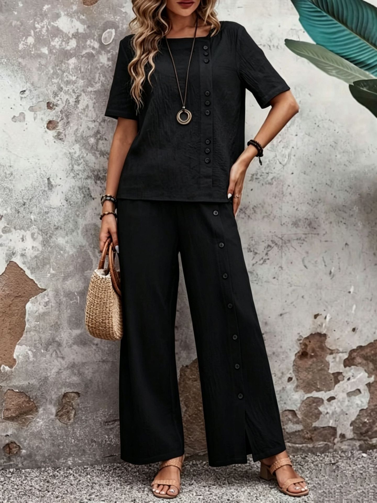 QUEENWAY | Asymmetrical Button 2 Piece Set