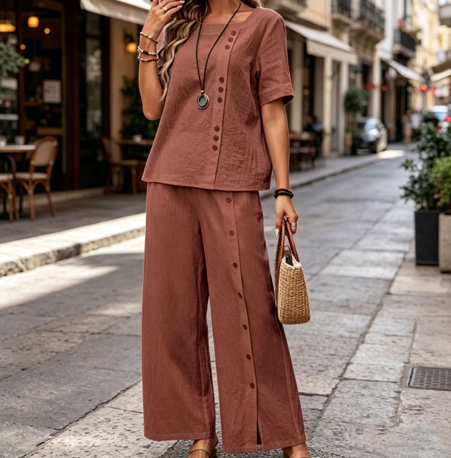 QUEENWAY | Asymmetrical Button 2 Piece Set