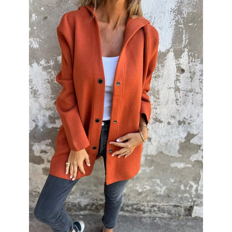 QUEENWAY | Casual Single Breasted Hooded Jacket