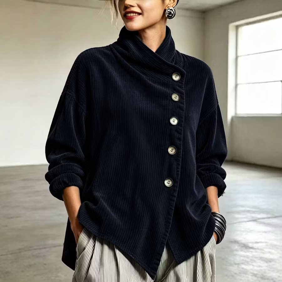 QUEENWAY | Corduroy Asymmetrical Collar Jacket