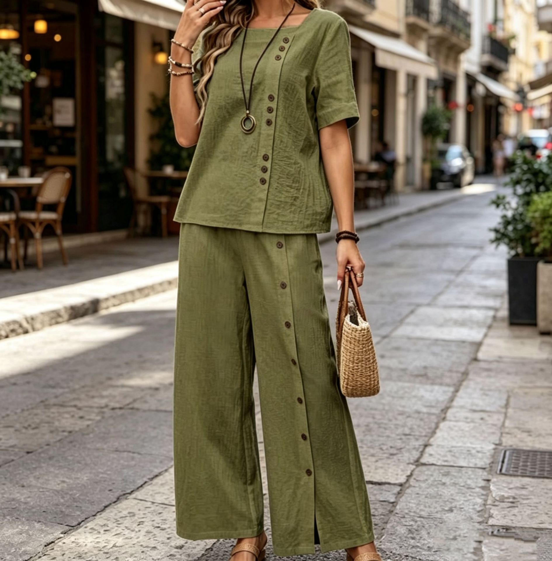 QUEENWAY | Asymmetrical Button 2 Piece Set
