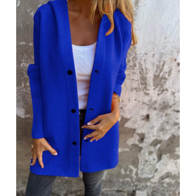 QUEENWAY | Casual Single Breasted Hooded Jacket