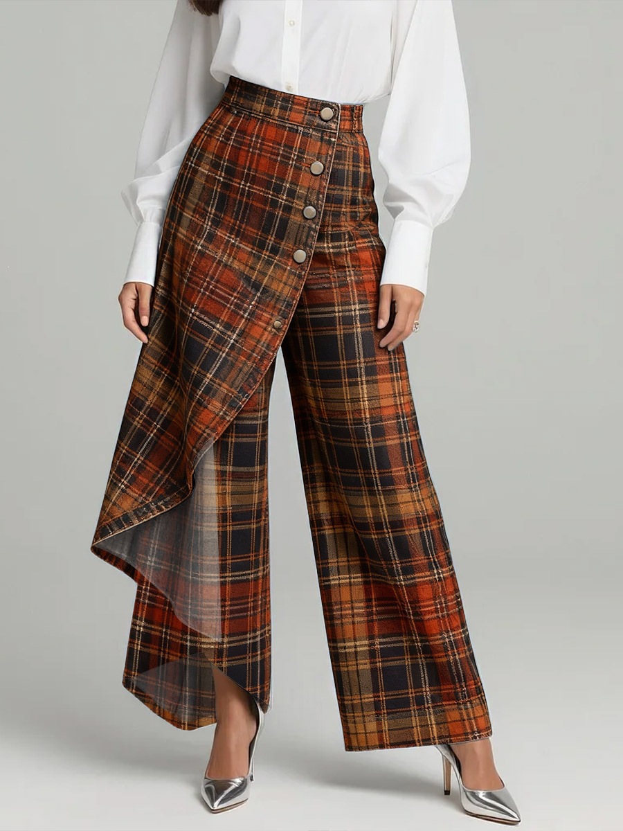 QUEENWAY | Women's Vintage Flower Patterns Print High-waisted Relaxed Fit Wide-leg Jeans With A Stylish Design