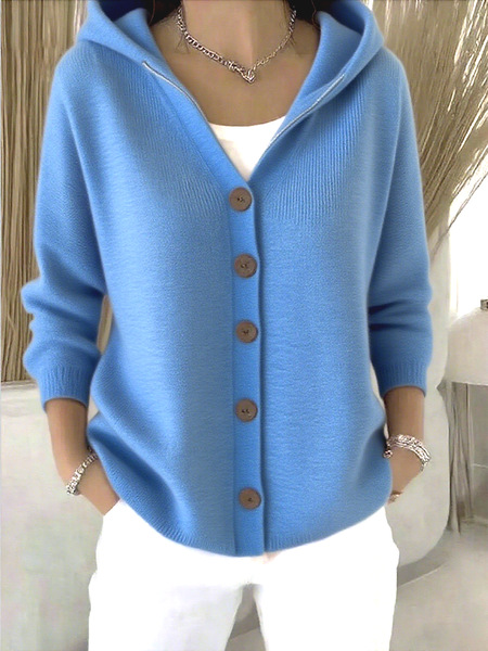 QUEENWAY | Women Cotton Plain Long Sleeve Comfy Casual Cardigan