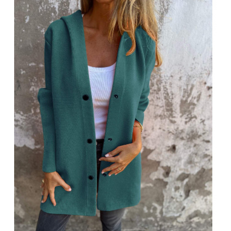 QUEENWAY | Casual Single Breasted Hooded Jacket