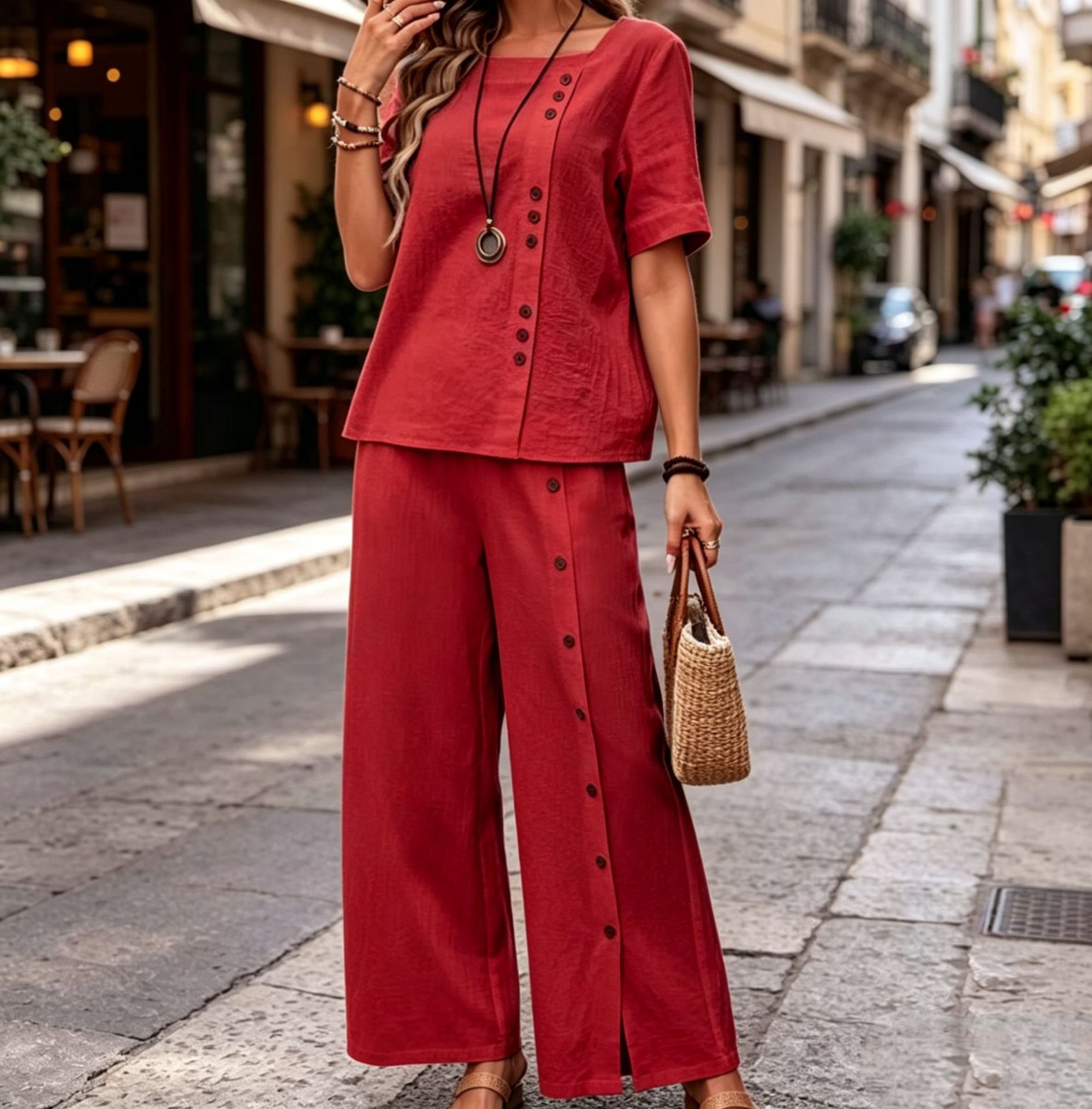 QUEENWAY | Asymmetrical Button 2 Piece Set