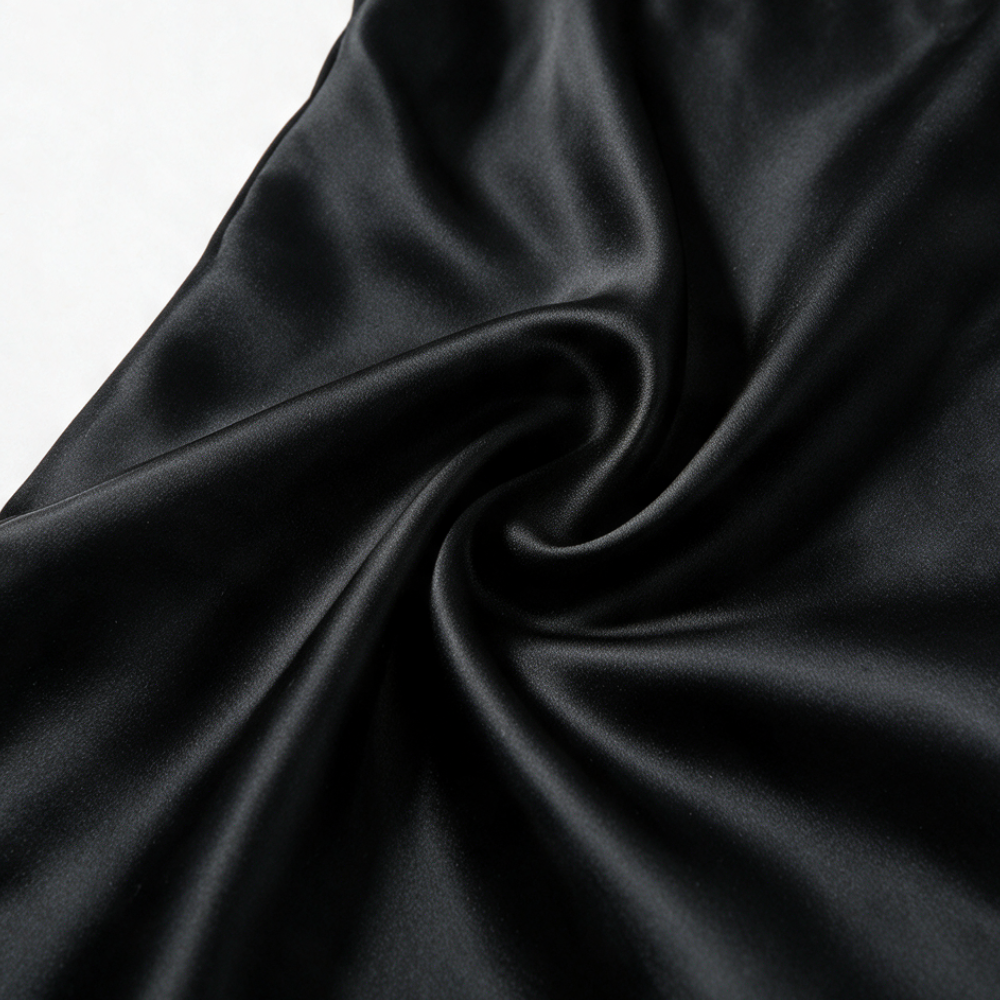 Lace-Bodice Bias-Cut Satin Slip Nightgown
