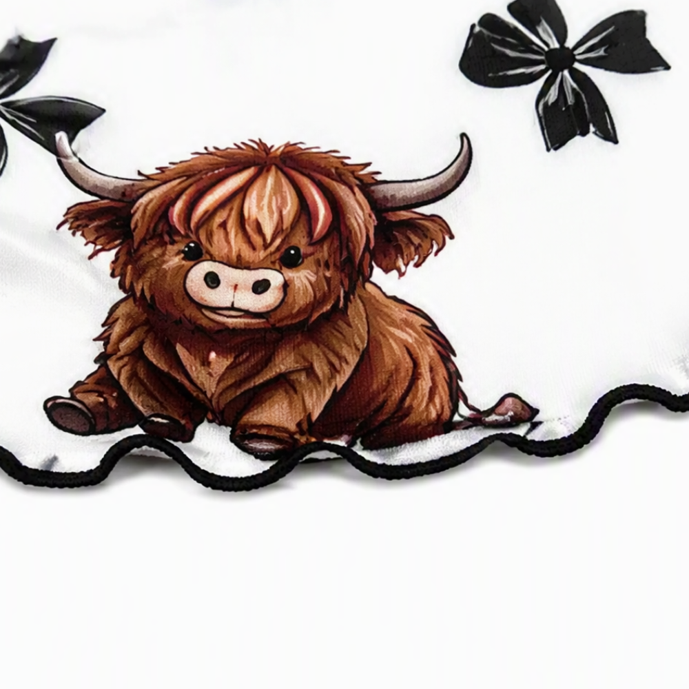 Highland Cow Print Ruffle Cami And Shorts Set
