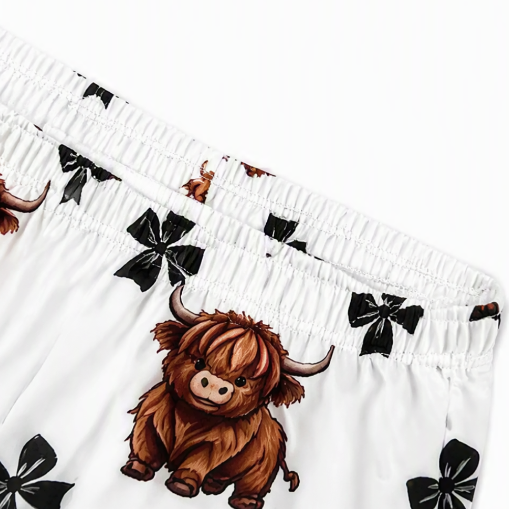 Highland Cow Print Ruffle Cami And Shorts Set