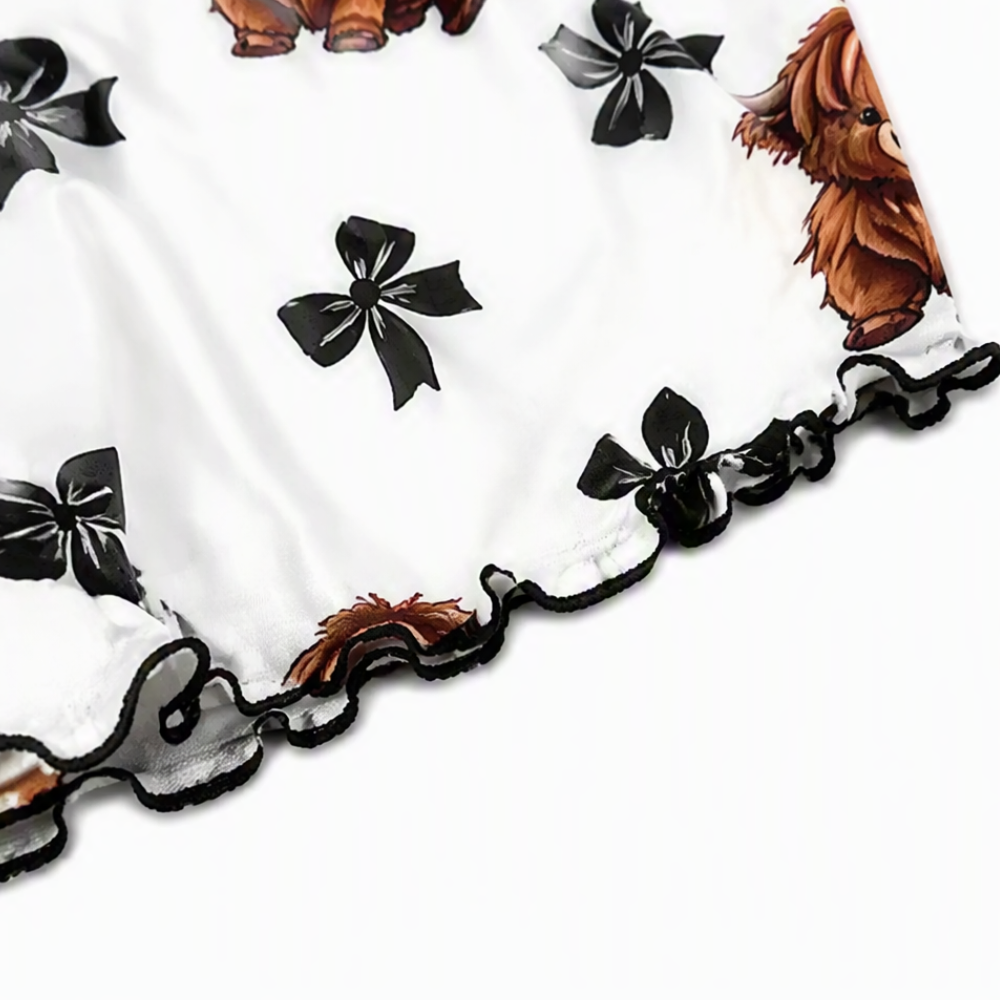 Highland Cow Print Ruffle Cami And Shorts Set