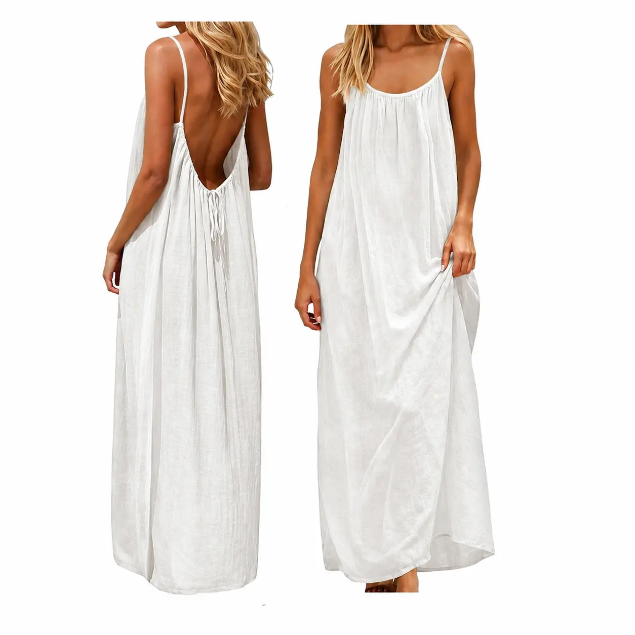 2026 New Women'S Camisole Backless Loose Long Home Wear Dress