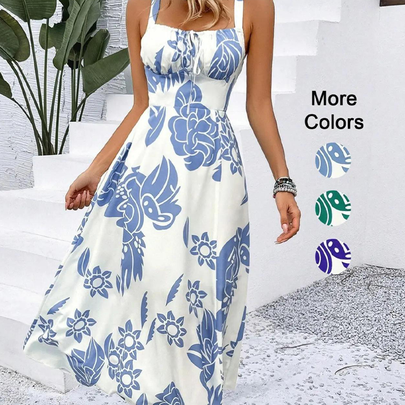 QUEENWAY | Women's Floral Print Spaghetti Strap Dress 🌿👗