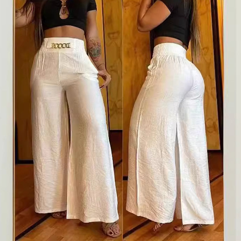 2026 Women's Solid-Color High-Waisted Wide-Leg Pants