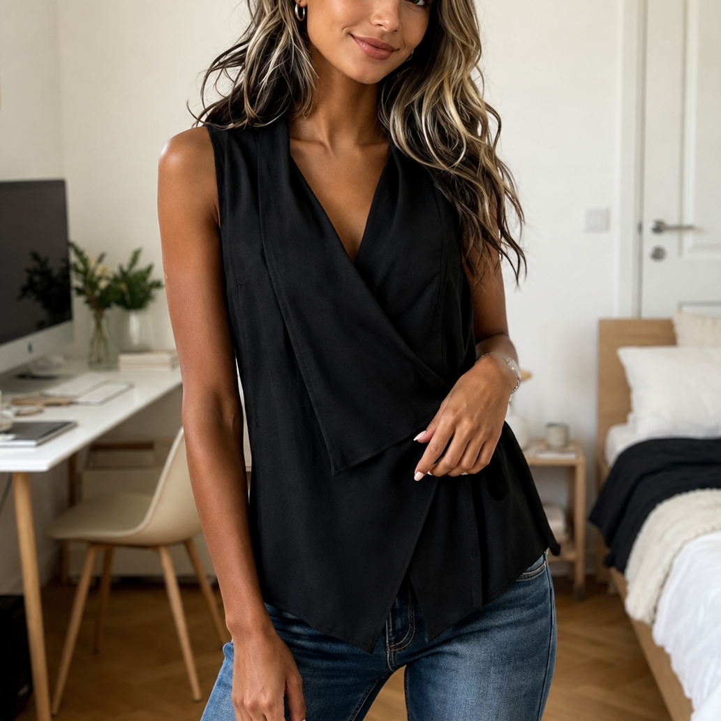 Adjustable Side-Tie Ruched Wrap Tank