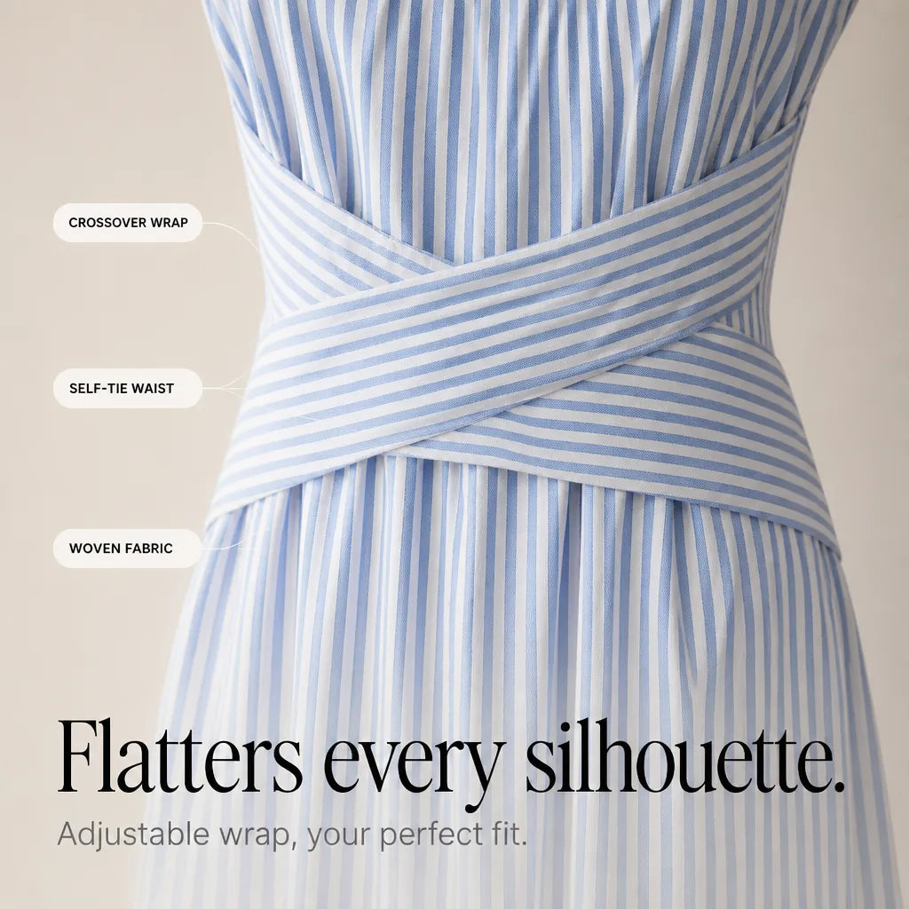QUEENWAY | Striped Wrap Waist Maxi Dress Sleeveless