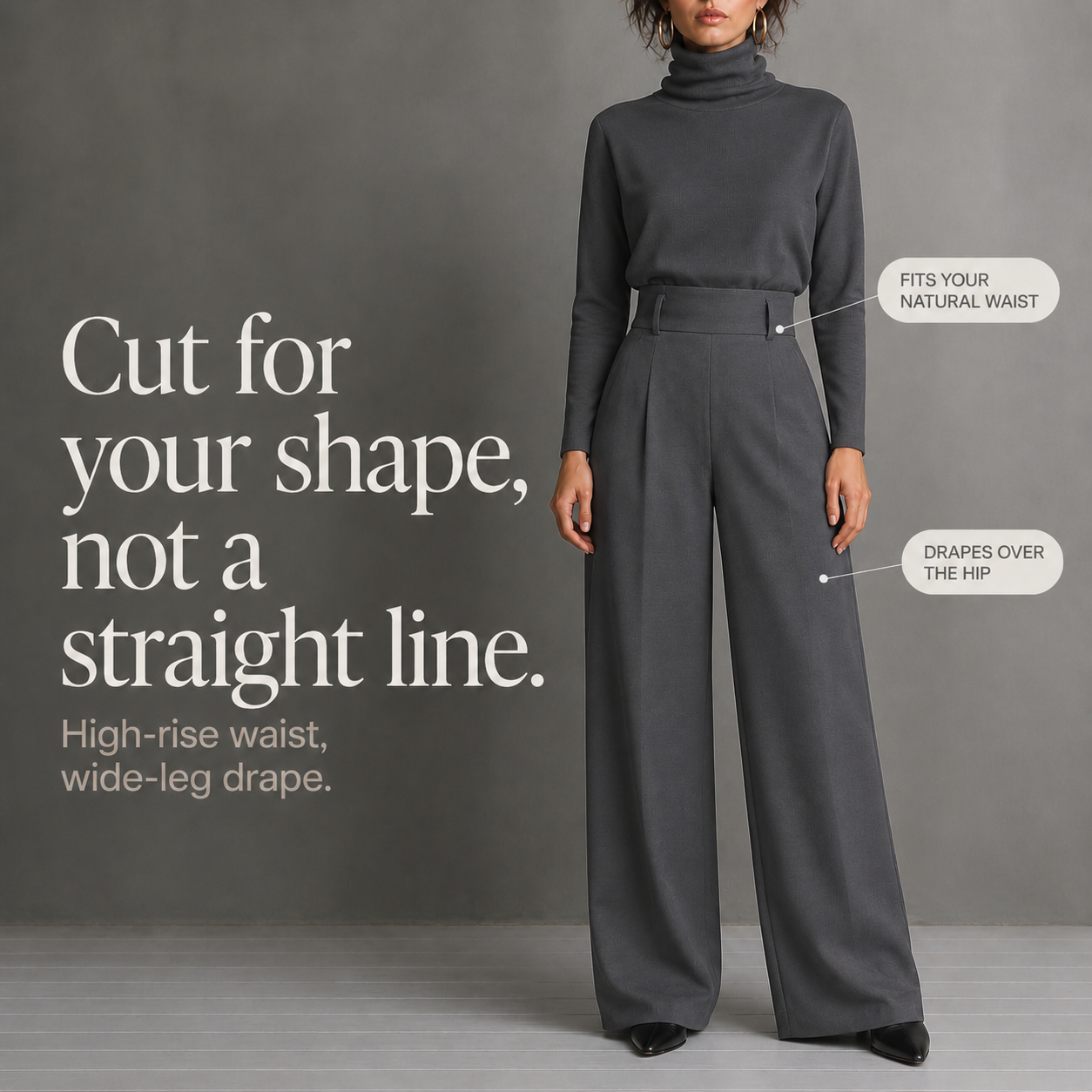 QUEENWAY | High-Waist Turtleneck And Trouser Set With Belt