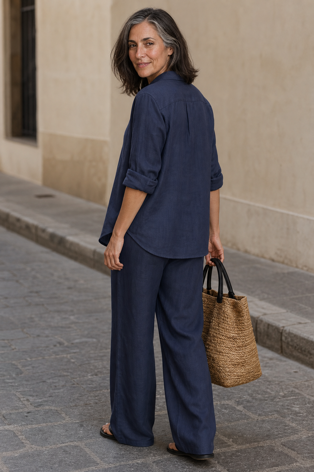 QUEENWAY | Wide-Leg Pants And Shirt Two-Piece Set