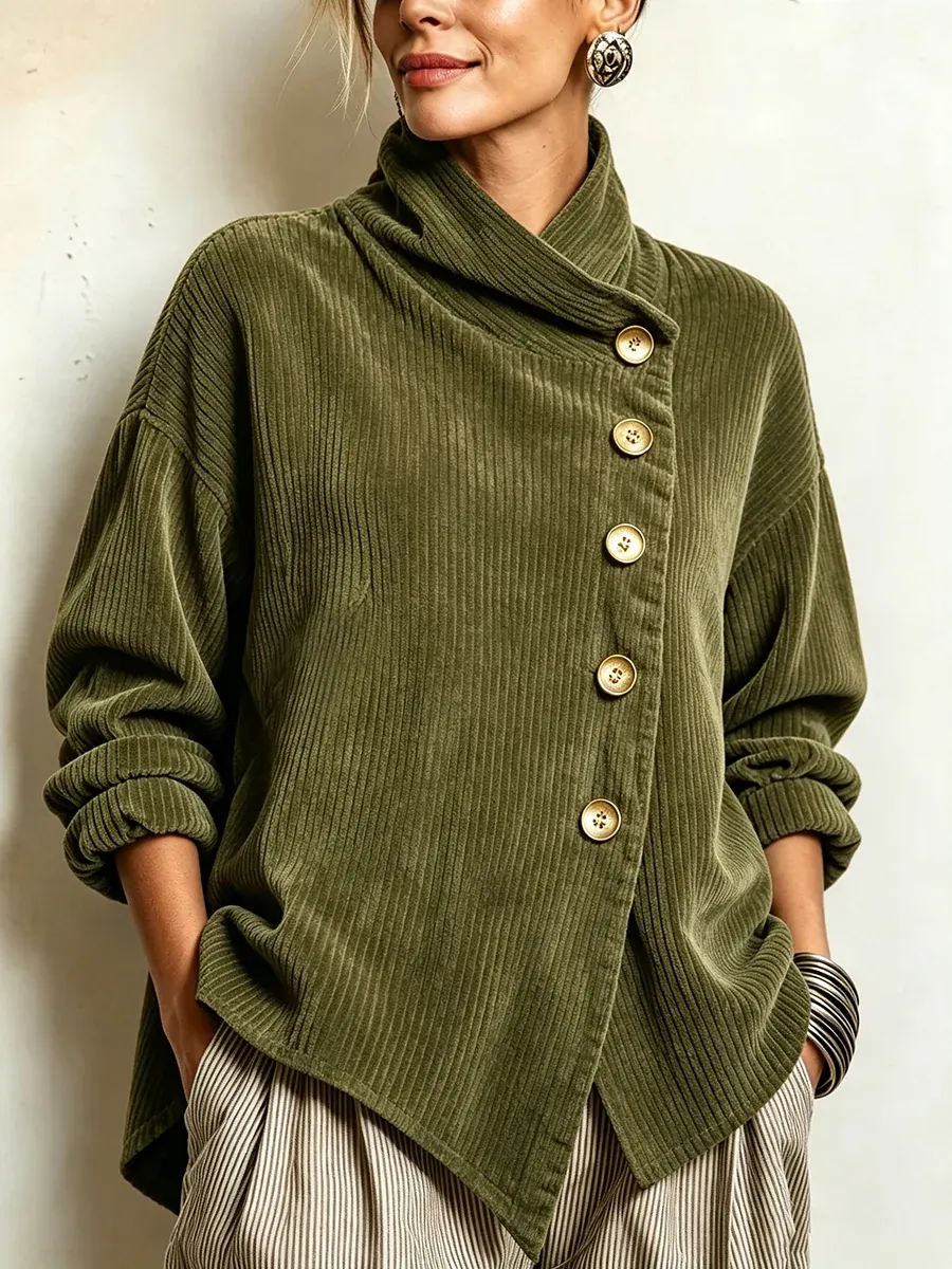 QUEENWAY | Corduroy Asymmetrical Collar Jacket