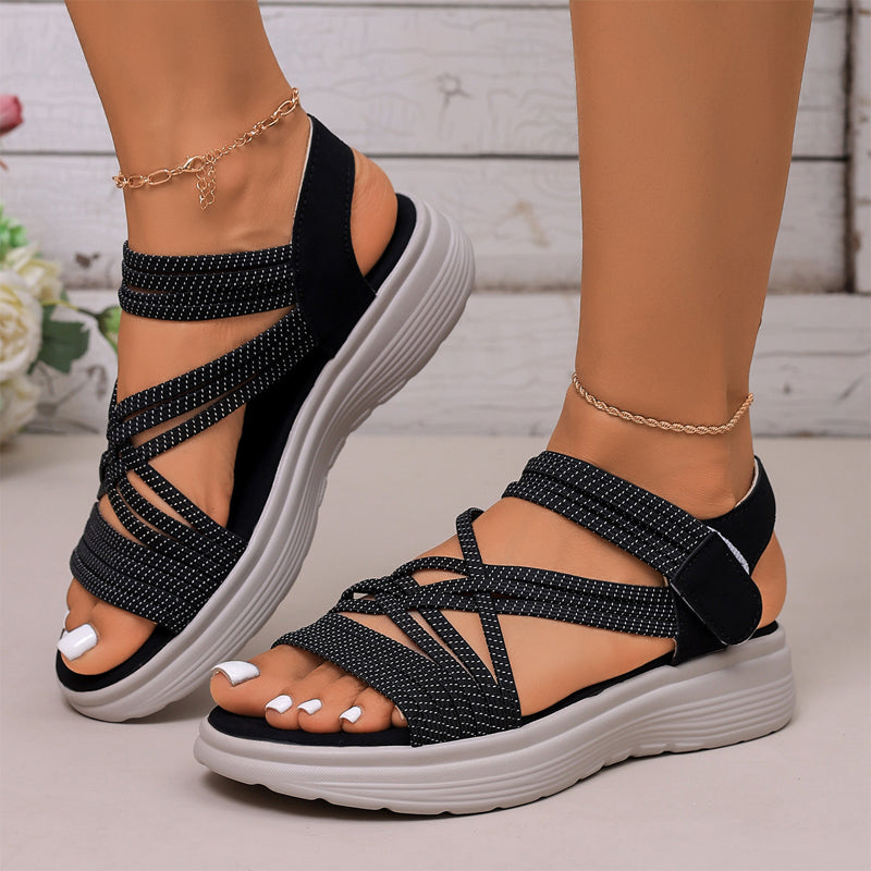Women Sandals With Elastic Band, Thick Sole And Arch Support