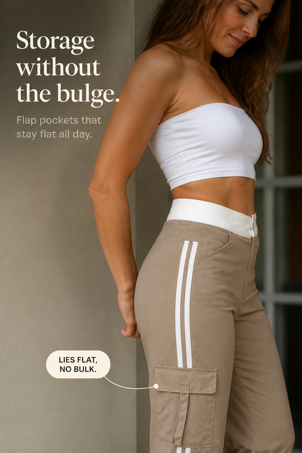 QUEENWAY | Stretch Cargo Side-Stripe Capri Pants