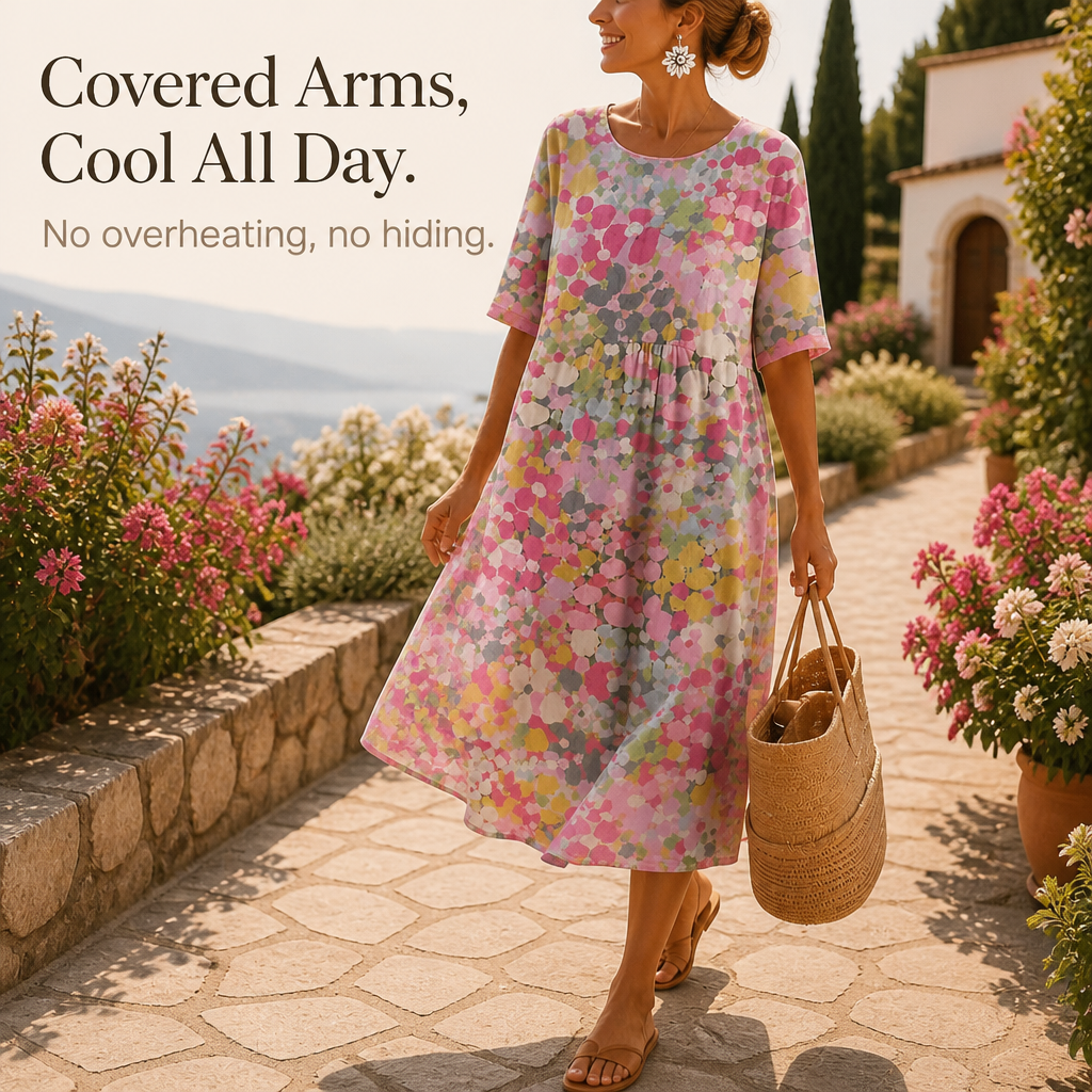 Midi Dress That Covers Arms, Never Overheats