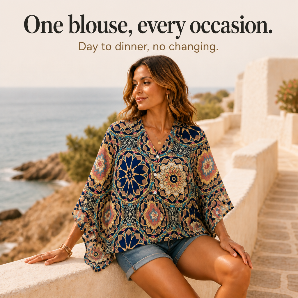 V-Neck Blouse With A Drape That Skims, Not Clings