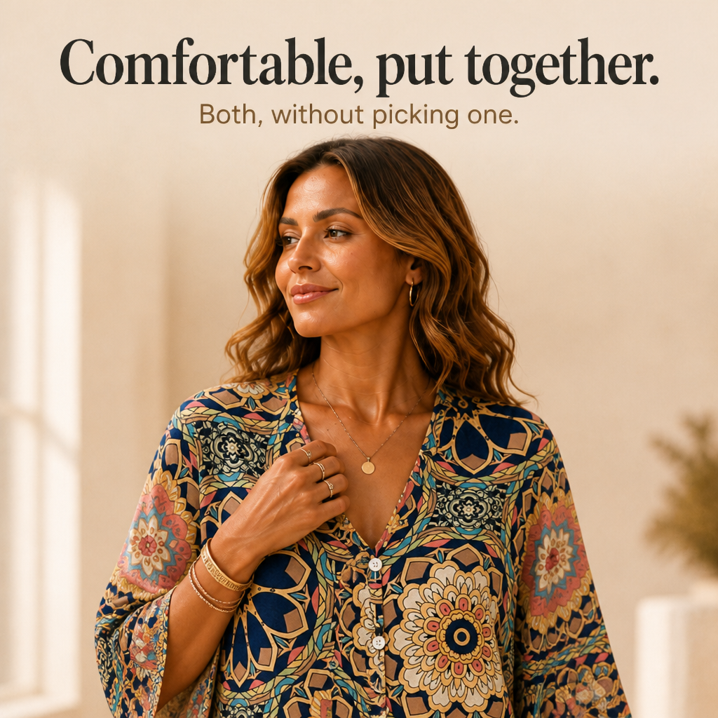 V-Neck Blouse With A Drape That Skims, Not Clings