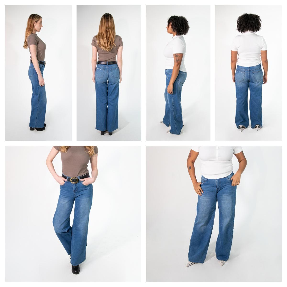 Magic ONESO Mid-low Rise Baggy Jeans Stretchy Wide Leg for Women Distressed Pants Womenswear Bottom 8001 Lady Basic Minimalist Comfortable Denim Tummy Control Curve Hugging Plus Size Regular Size BBL Spring Fashion Daily Outfits
