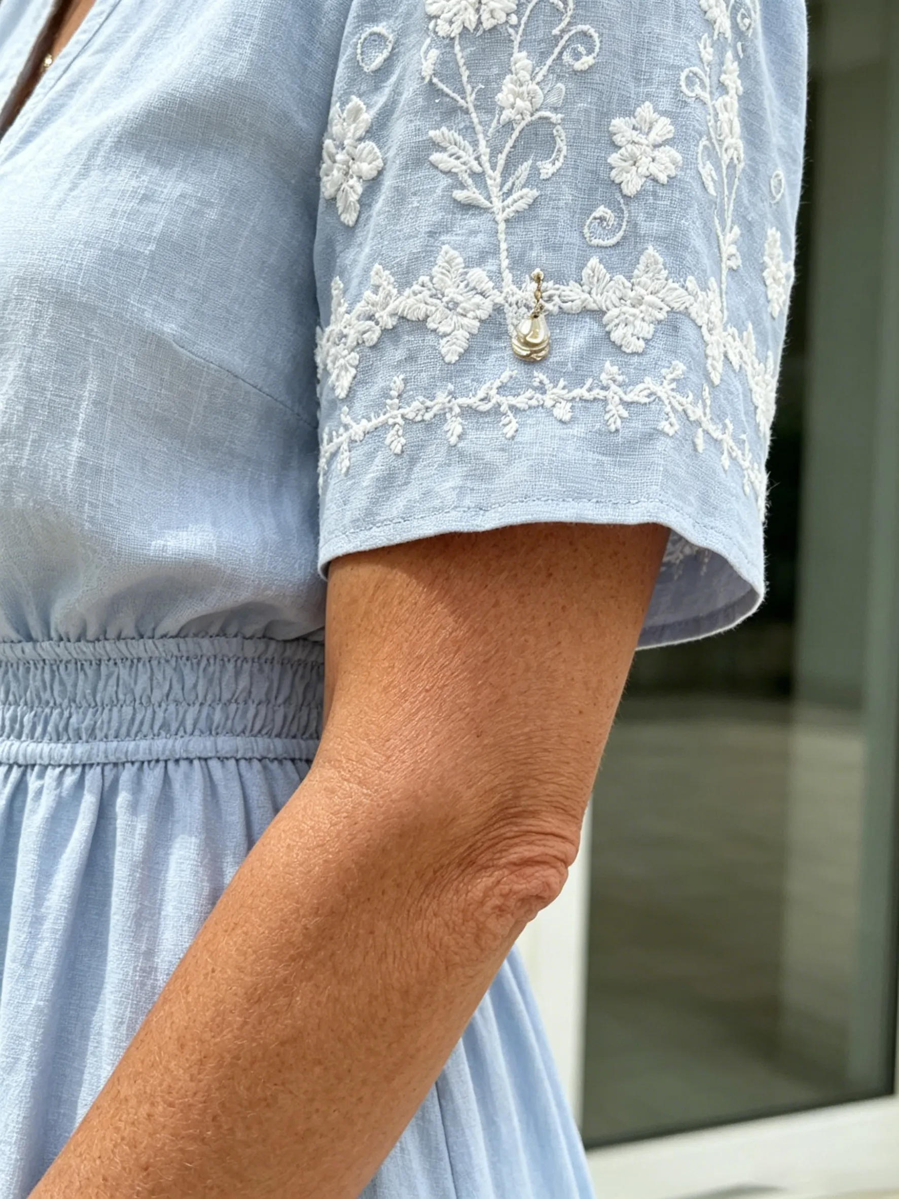 QUEENWAY | Simia Floral Short-sleeved Dress V-neck A-shaped Skirt