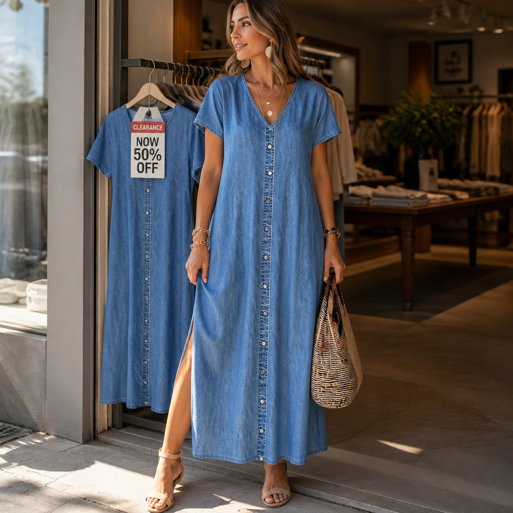 Denim-Look Maxi Dress That Moves With You